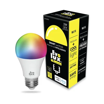 Evolux By Lloyd's Foco Led Inteligente Wifi A19 Configuración Automática Redes De 2.4 Ghz Dimmeable Compatible Con Alexa M
