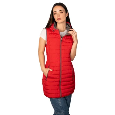 Chaleco Largo Greenlander Acolchado Con Capucha Ligero Y Casual Para Mujer