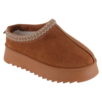 Pantuflas Exterior Gamuza Color Café Para Mujer De Rbbasics