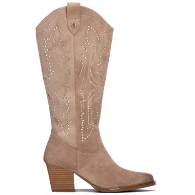 Bota con Aplicación Brillos Xti Beige para Mujer