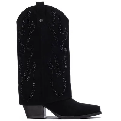 Bota con Pantalón Xti Negro con Brillos para Mujer