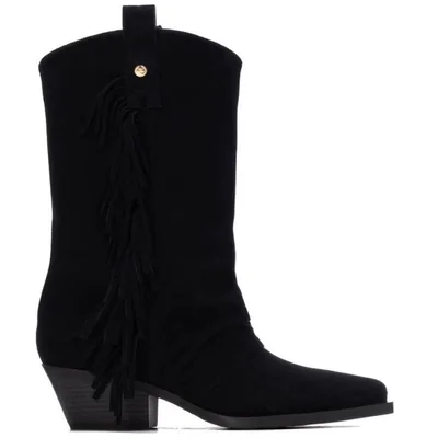 Bota Cowboy Xti Negro con Flecos para Mujer
