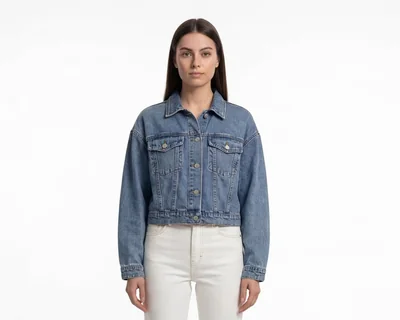 Chamarra de Algodón Azul Refill para Mujer