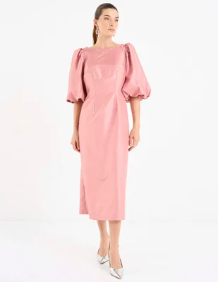 Vestido midi de fiesta escote Cuadrado