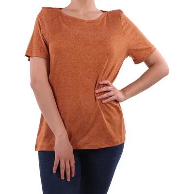 Playera Escote Ojal Bies Estampado Casual Michel Rene Mujer