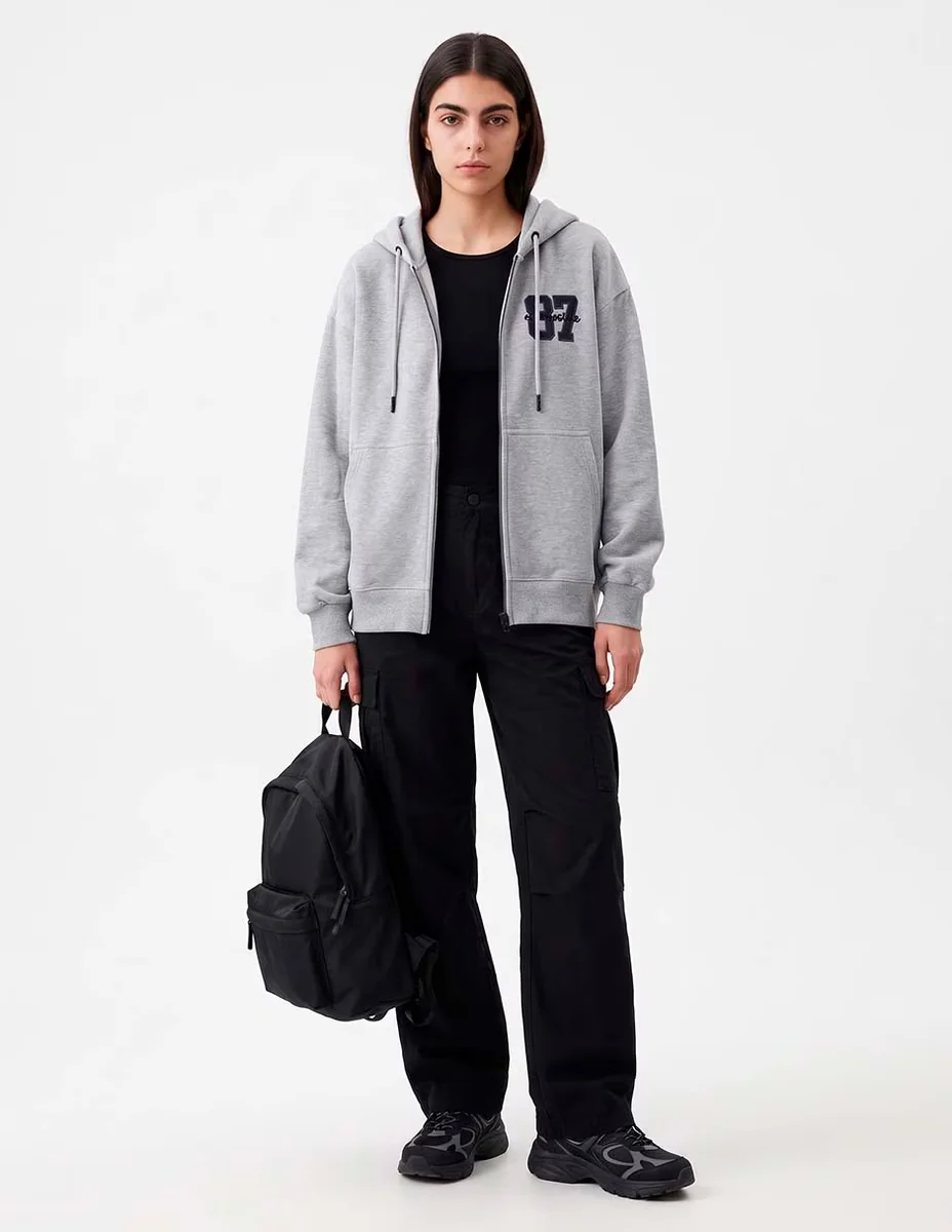 Sudadera con capucha y bolsa para mujer
