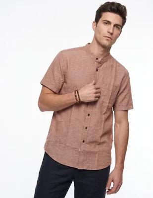 Camisa/Sobrecamisa Formal de (si aplica) Algodón y lino manga Corta para hombre