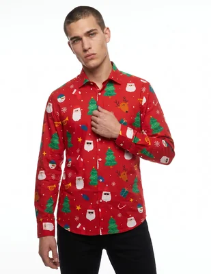 Camisa casual manga larga para hombre