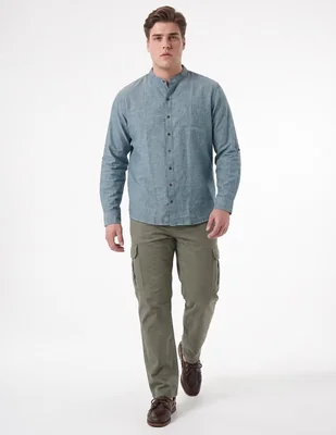 Camisa/Sobrecamisa Formal de (si aplica) Algodón y lino manga Larga para hombre