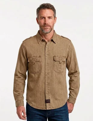 Camisa casual de algodón manga larga para hombre