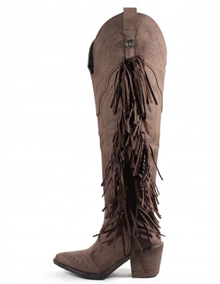 Bota cowboy Arriba de la rodilla Botas Western de Gamuza para mujer