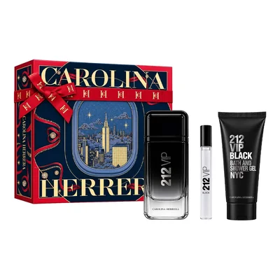 212 Vip Black Navidad Estuche 3 Piezas Caballero EDP 100ml + Gel de Baño 100ml + Miniatura 10ml