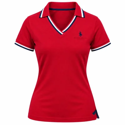 Playera Polo Rojo con Franjas Royal Polo Club para Mujer Casual