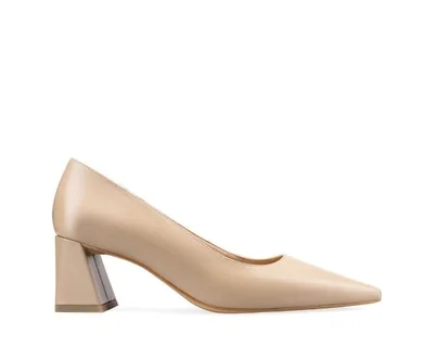 Zapatillas De Tacón Davenia De Piel Para Dama Mod. Marcela Beige
