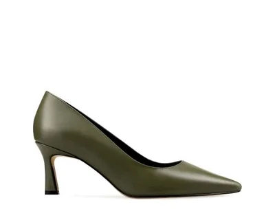 Zapatillas De Tacón Davenia De Piel Para Dama Mod. Serena Verde