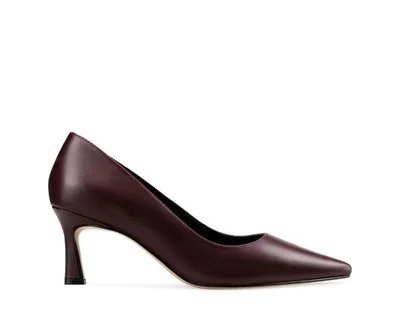 Zapatillas De Tacón Davenia De Piel Para Dama Mod. Serena Vino