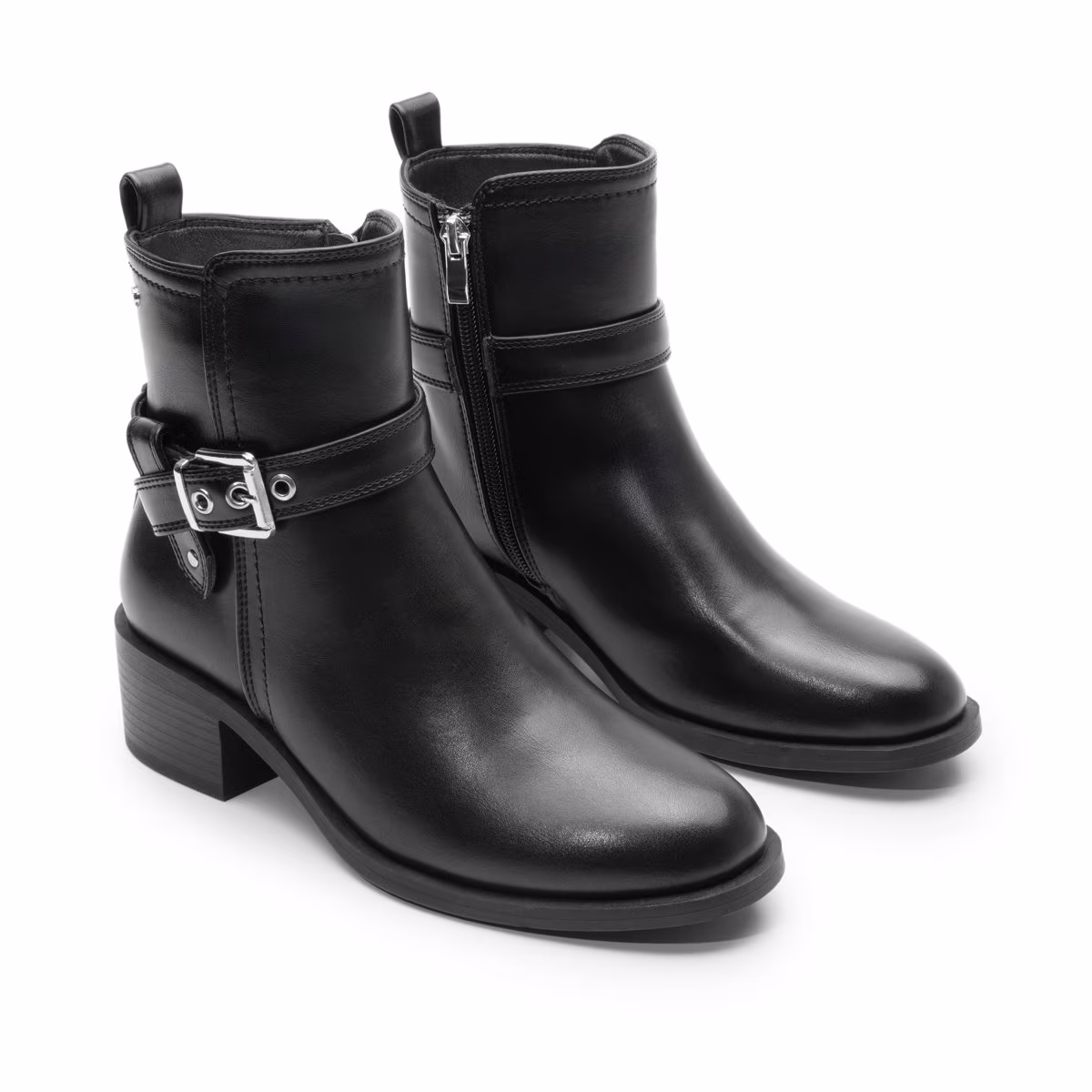 Botín Hebilla Lateral Capa de Ozono Negro para Mujer