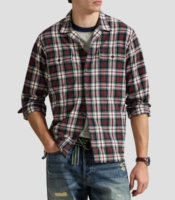Camisa con cuadros manga larga Hombre