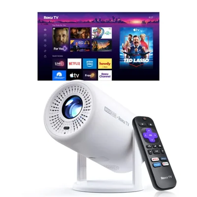 Proyector Boldever Roku TV 1080P FHD con Wi‑Fi y Bluetooth