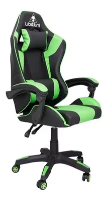 Silla Gamer Ergonomica Libitium Game-vd Negro Verde Altura Ajustable Reclinable Cuero Sintético