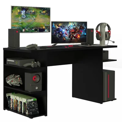 Mesa Gamer Escritorio Para Computador Madesa 9409 Negro