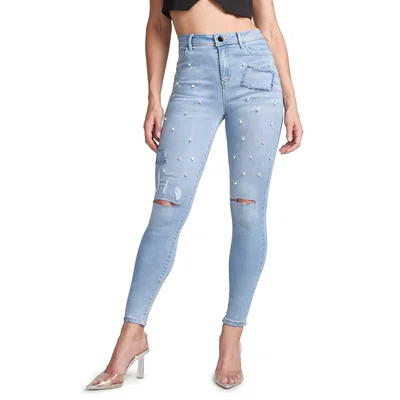Jeans Mezclilla Mujer Pantalon Super Skinny Cintura Alta Push Up Seven Jeans