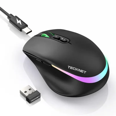 Ratón inalámbrico TECKNET recargable 6 DPI RGB negro