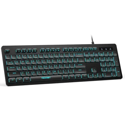 Teclado TECKNET de tamaño completo con retroiluminación RGB y cableado