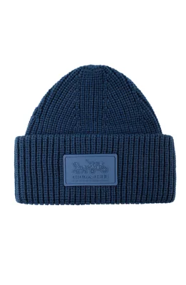 Parche Beanie Coach Para Mujer En Mezcla De Lana Azul Verdadero - Venta Internacional.