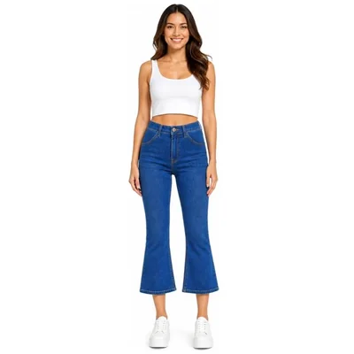 Jeans Corte Campana Cropped Jeans Beronna para Mujer