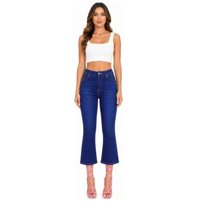 Jeans Pump Up Corte Flared Cropped Jeans Beronna para Mujer