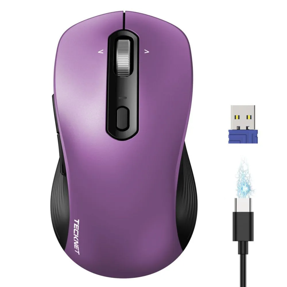Ratón Inalámbrico TECKNET Bluetooth 3 Dispositivos – Morado