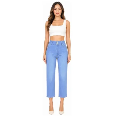 Jeans Corte Recto Cropped Jeans Beronna para Mujer