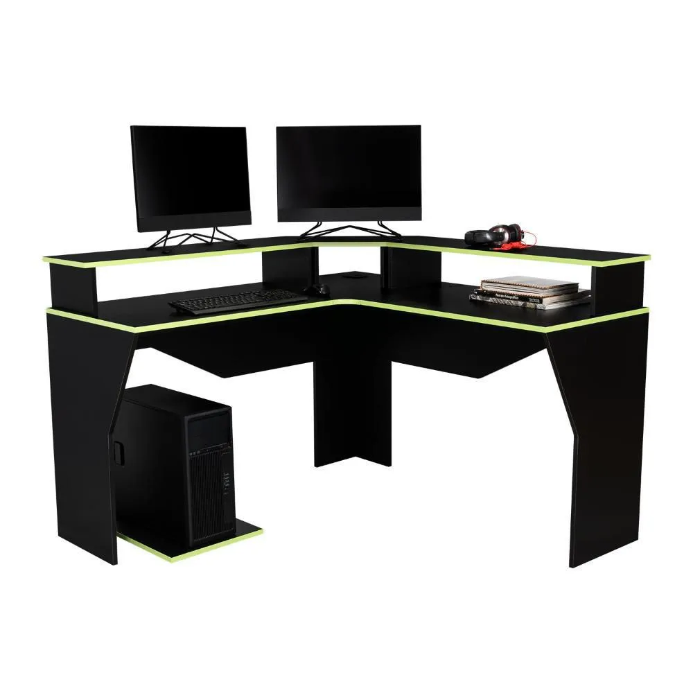 Escritorio Gamer Invictor Wengue y Verde