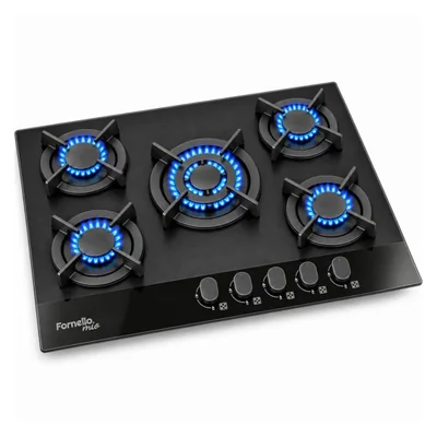 Parrilla Gas Empotrable 5 Quemadores Vidrio Templado Premium Encendido Electronico
