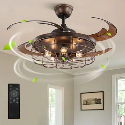 Ventilador de techo CROSSIO 122 cm Oxidado de 5 luces con control remoto