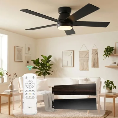 Ventilador de techo TCL 107 cm negro con luz LED y control remoto