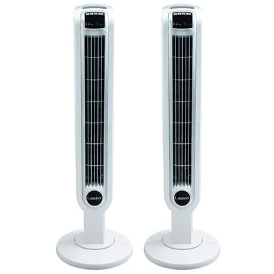 Ventilador de torre Lasko 91 cm 3 velocidades blanco - paquete de 2