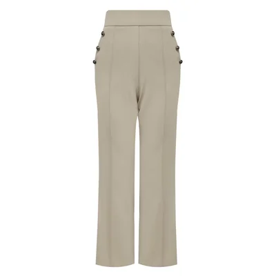 Pantalón de Talle Alto con Botonadura Lateral para Mujer Basel