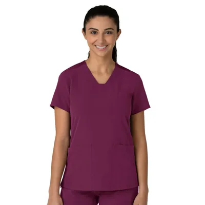 Top de scrubs WINK Nova Cuello en V Color Vino Talla XS