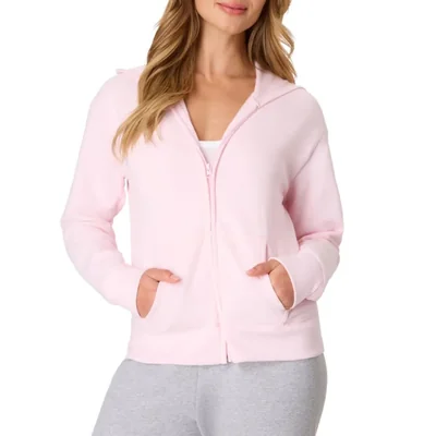 Sudadera con capucha Hanes rosa pálido talla S cremallera completa