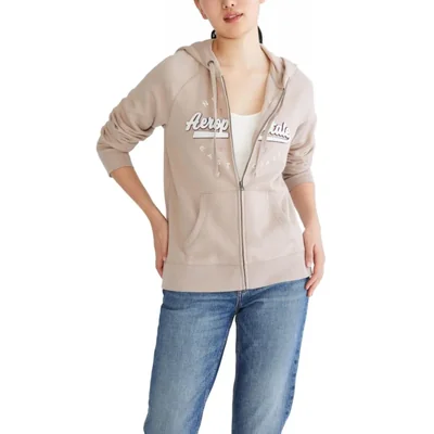 Sudadera con capucha AEROPOSTALE L Simply Taupe de cremallera completa