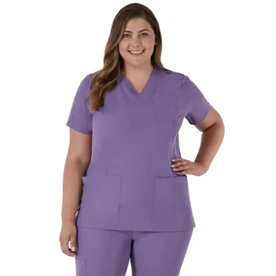 Top de Scrub Hanes de Tejido Elástico y de Secado Rápido con Detalle de Costilla