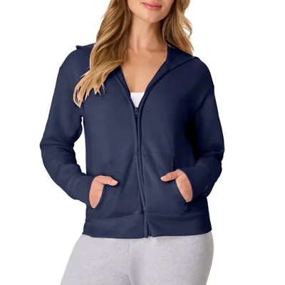 Sudadera con capucha de cremallera completa Hanes para mujer azul marino talla grande