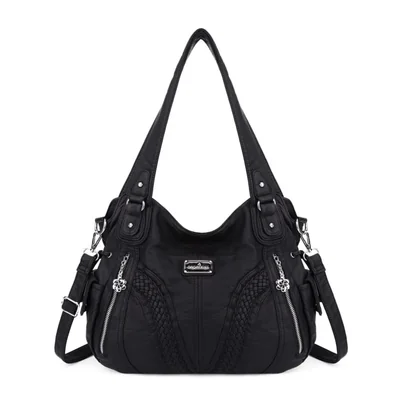 Bolso Angel Kiss 35x12x30 cm Cuero PU Lavado Negro