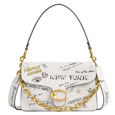 Bolso de mano Coach Chain Tabby con estampado Sketch LH/Chalk