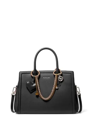 Bolso Michael Kors Laila mediano negro con herrajes plateados
