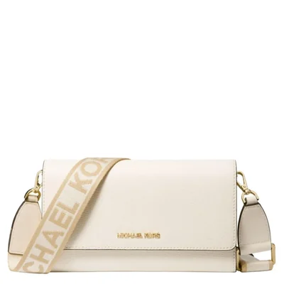 Bolso bandolera grande Michael Kors Jet Set color crema claro