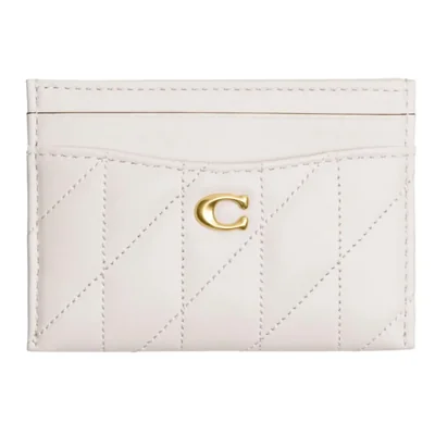 Estuche de tarjetas Coach color tiza talla única cuero acolchado