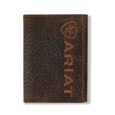 Cartera ARIAT de Cuero Tri‑Pliegue para Hombre en Marrón Intenso